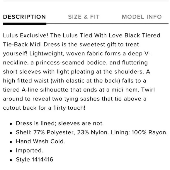 Lulu’s Midi Dress Tiered Tie Back Cut Out Cocktail Casual Wedding Party Like New - Picture 11 of 14